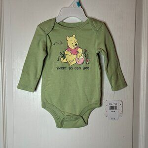 Disney Baby Girls Winnie The Pooh Crew Neck Long Sleeve Bodysuit NEW